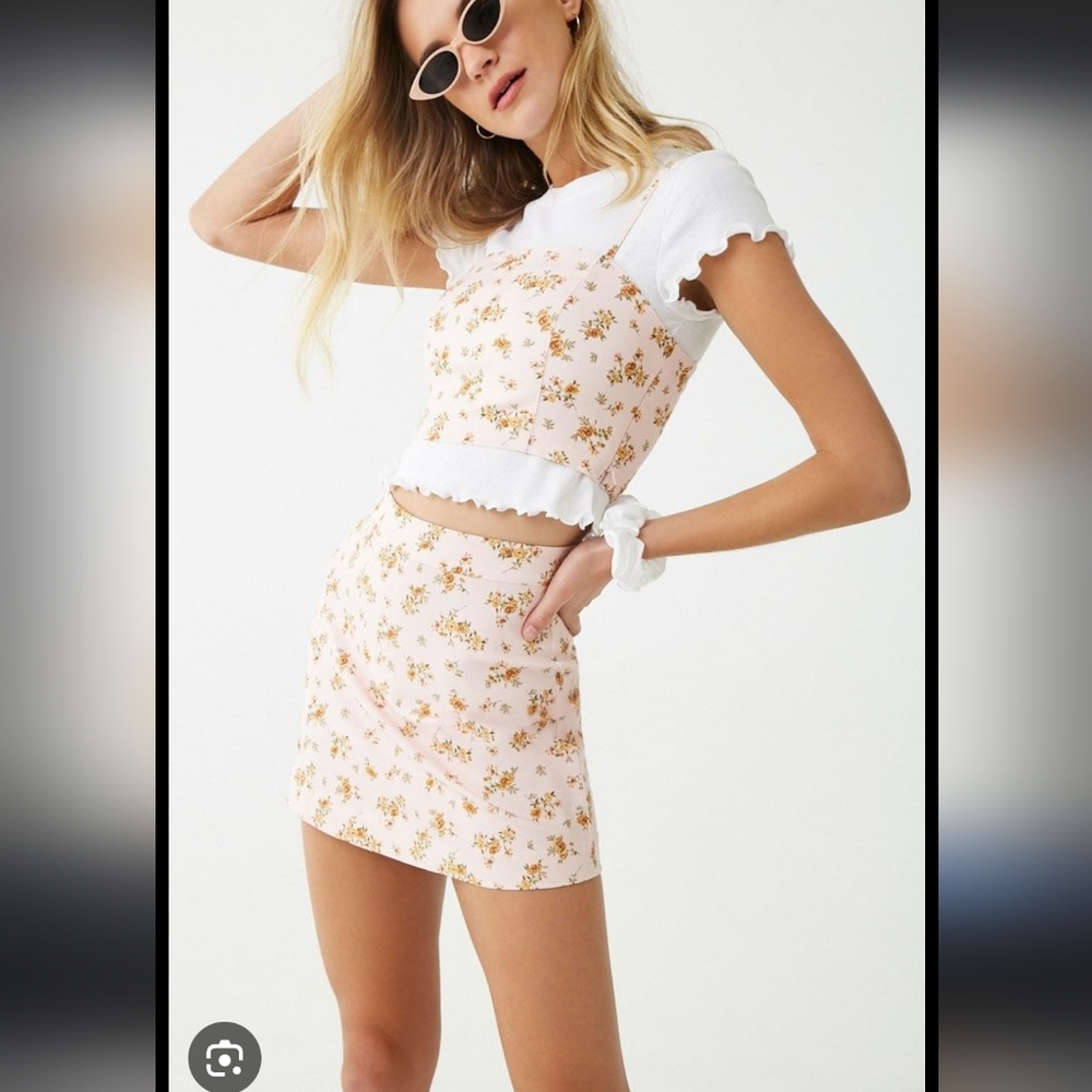 Forever 21 Floral Pink Two Piece Set